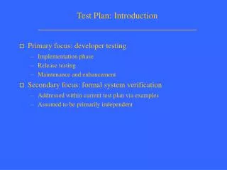 Test Plan: Introduction