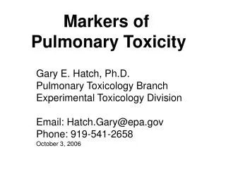 Markers of Pulmonary Toxicity