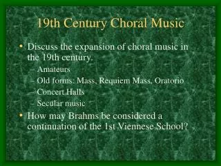 19th Century Choral Music