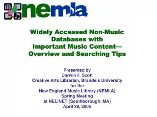 Widely Accessed Non-Music Databases with Important Music Content— Overview and Searching Tips