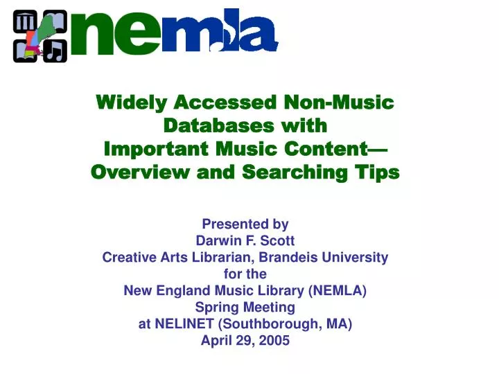 widely accessed non music databases with important music content overview and searching tips