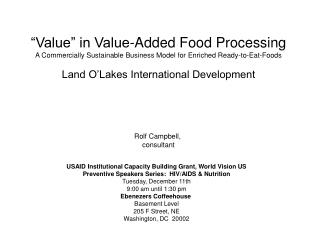 USAID Institutional Capacity Building Grant, World Vision US Preventive Speakers Series: HIV/AIDS &amp; Nutrition Tuesd