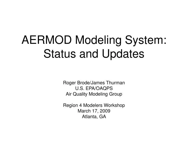 aermod modeling system status and updates