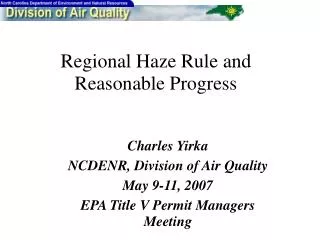 Regional Haze Rule and Reasonable Progress