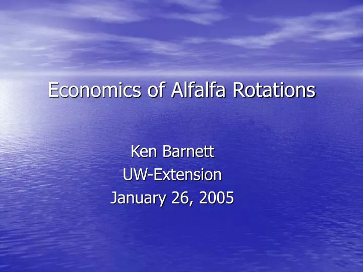 economics of alfalfa rotations