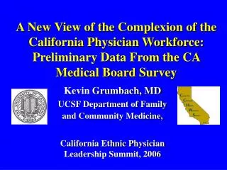 A New View of the Complexion of the California Physician Workforce: Preliminary Data From the CA Medical Board Survey