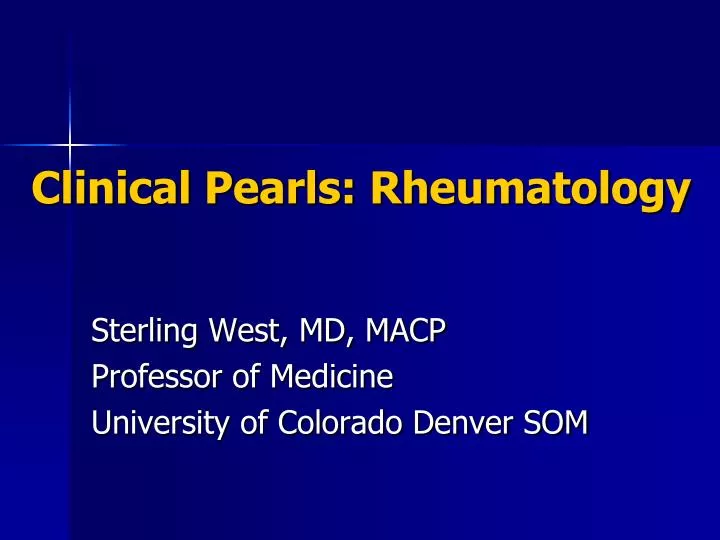 clinical pearls rheumatology