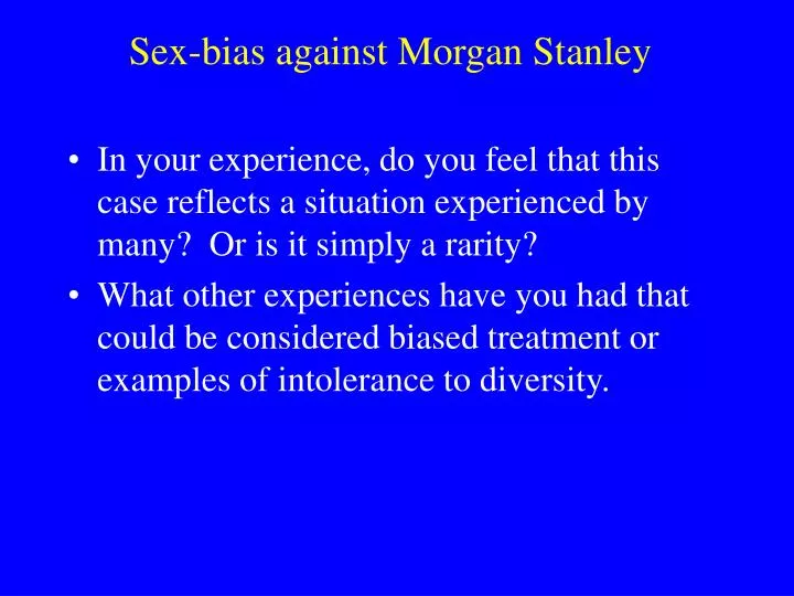 sex bias against morgan stanley