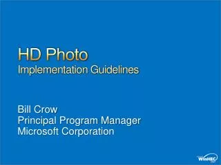 HD Photo Implementation Guidelines