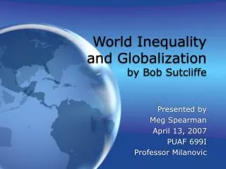 World Inequality and Globalization by Bob Sutcliffe