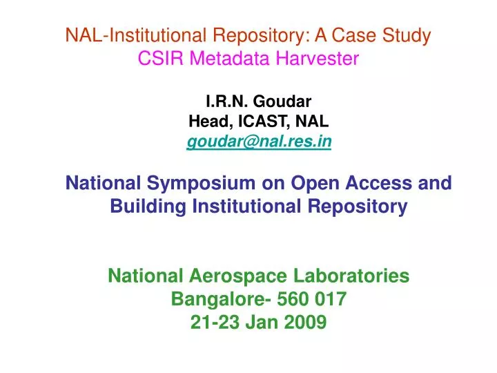 nal institutional repository a case study csir metadata harvester