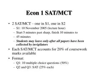 Econ 1 SAT/MCT