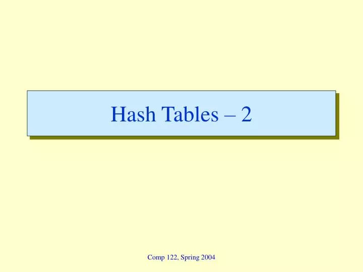 hash tables 2