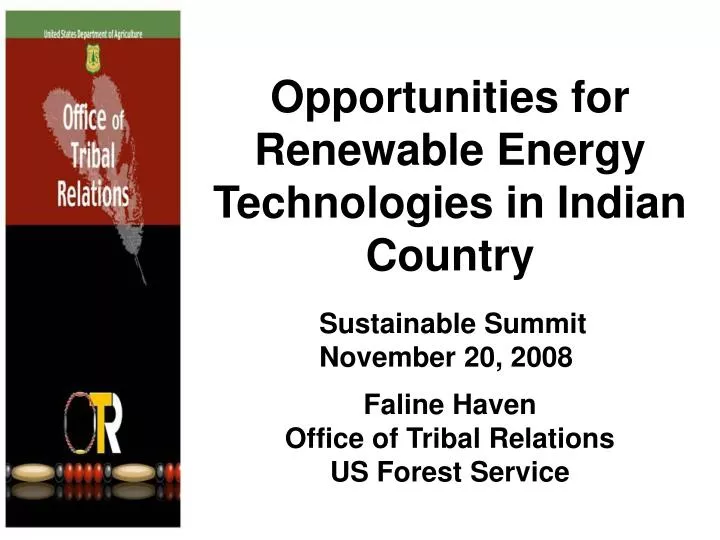 opportunities for renewable energy technologies in indian country