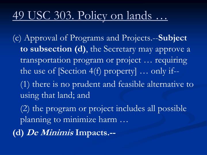 49 usc 303 policy on lands