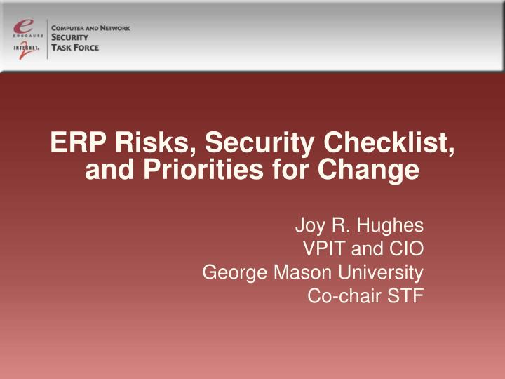 erp risks security checklist and priorities for change