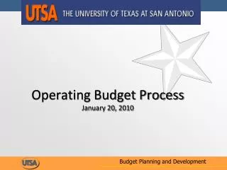 Operating Budget Process January 20, 2010