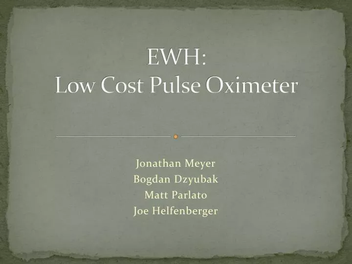 ewh low cost pulse oximeter