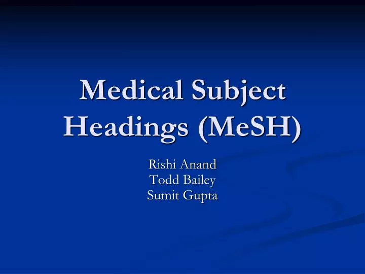 medical subject headings mesh