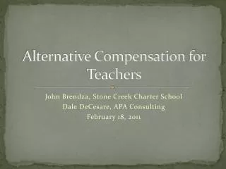 Alternative Compensation for Teachers