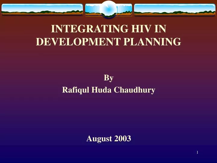 integrating hiv in development planning