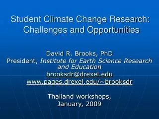 Student Climate Change Research: Challenges and Opportunities