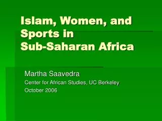 Islam, Women, and Sports in Sub-Saharan Africa