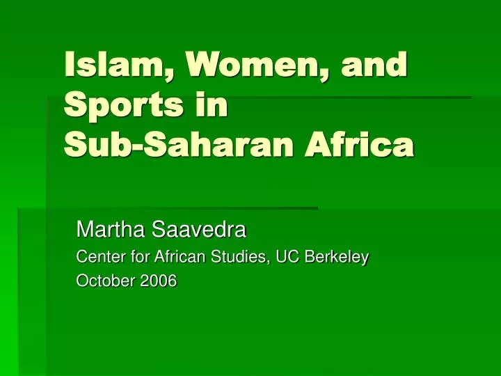 islam women and sports in sub saharan africa