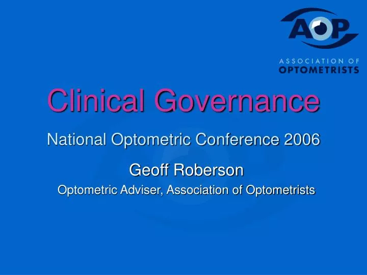clinical governance national optometric conference 2006