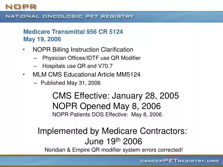medicare transmittal 956 cr 5124 may 19 2006