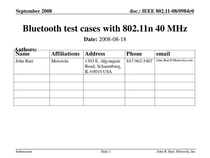 bluetooth test cases with 802 11n 40 mhz