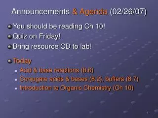 Announcements &amp; Agenda (02/26/07)