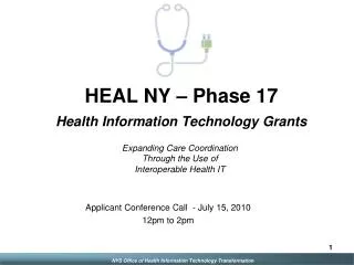 HEAL NY – Phase 17 Health Information Technology Grants