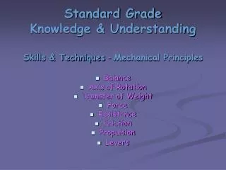 Standard Grade Knowledge &amp; Understanding