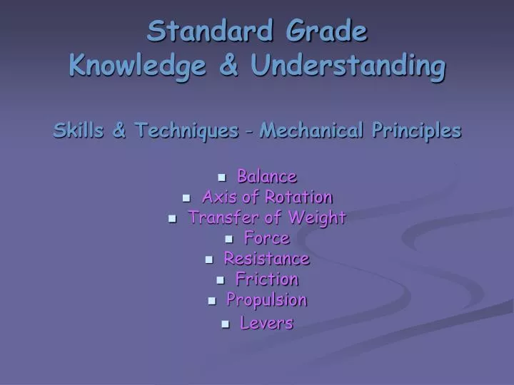 standard grade knowledge understanding
