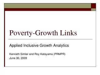 Poverty-Growth Links