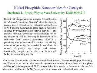 Nickel Phosphide Nanoparticles for Catalysis Stephanie L. Brock, Wayne State University, DMR 0094213