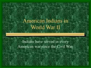 American Indians in World War II
