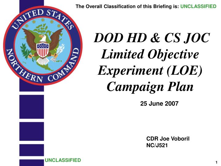 dod hd cs joc limited objective experiment loe campaign plan