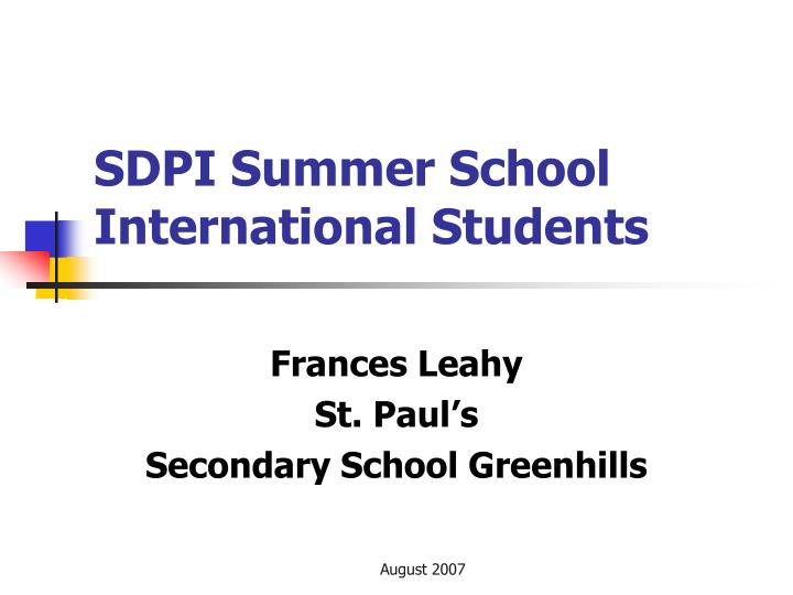 sdpi summer school international students