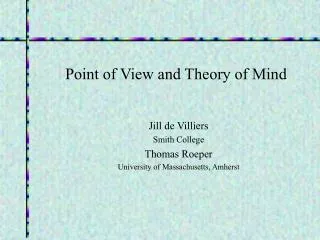 Point of View and Theory of Mind