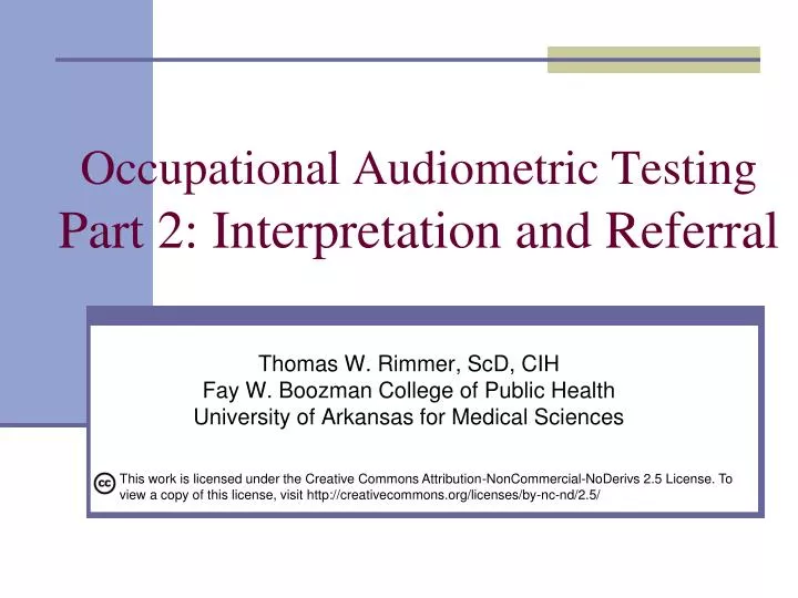 occupational audiometric testing part 2 interpretation and referral