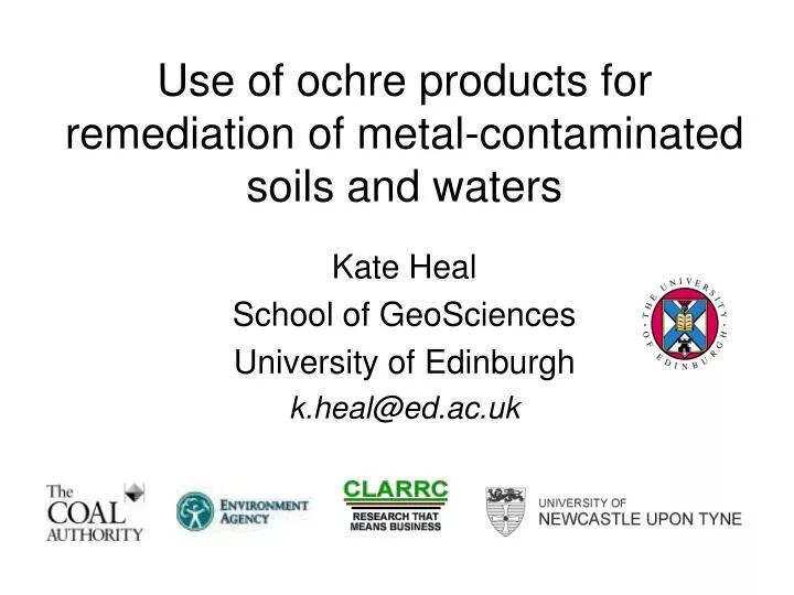 use of ochre products for remediation of metal contaminated soils and waters