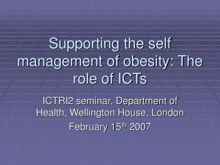 supporting the self management of obesity the role of icts