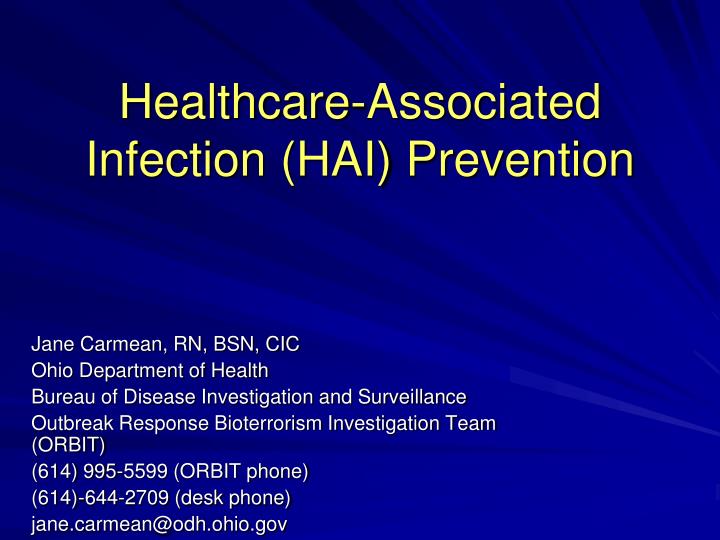 healthcare associated infection hai prevention