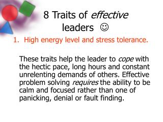 8 Traits of effective leaders ?