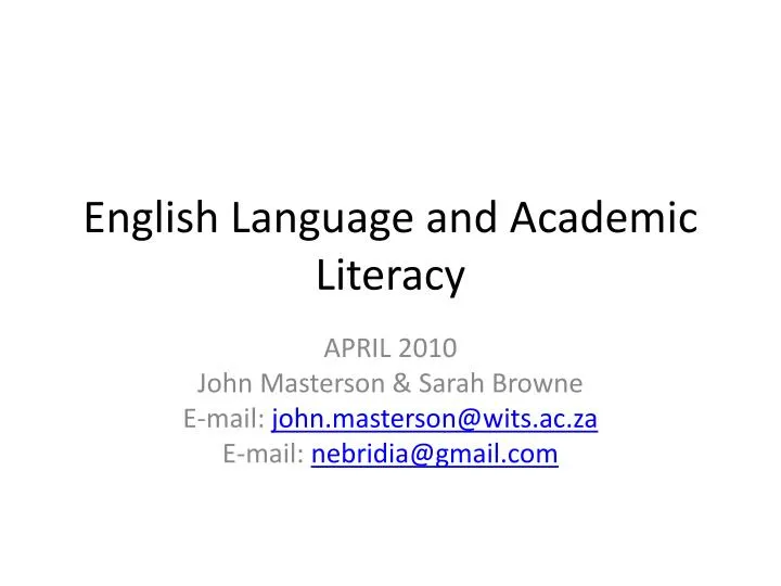 english language and academic literacy