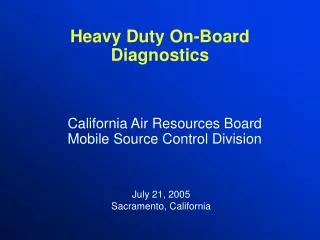 Heavy Duty On-Board Diagnostics