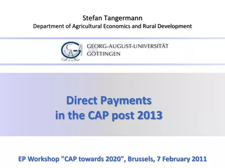 direct payments in the cap post 2013