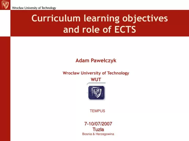c urriculum learning objectives and role of ects